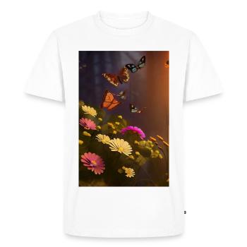 Fleurs et papillon - T-shirt Premium bio Homme - blanc - Devant - Nico (187cm)