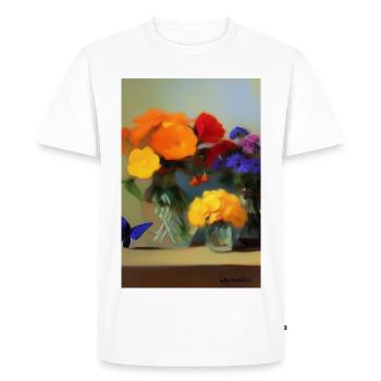 Fleurs et papillon - T-shirt Premium bio Homme - blanc - Devant - Nico (187cm)