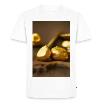 Gold Pieces - Men's Premium Organic T-Shirt - white - Front - Nico (187cm)