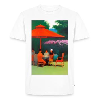 Outdoor Asian Cafe - Men's Premium Organic T-Shirt - white - Front - Nico (187cm)