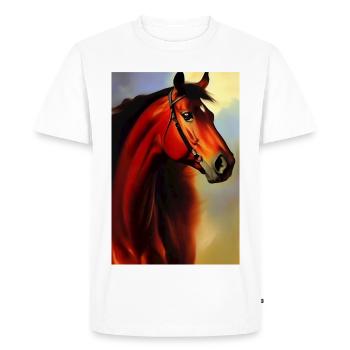 Peinture à l’huile de tête de cheval - T-shirt Premium bio Homme - blanc - Devant - Nico (187cm)
