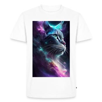 Cat in space - Men's Premium Organic T-Shirt - white - Front - Nico (187cm)