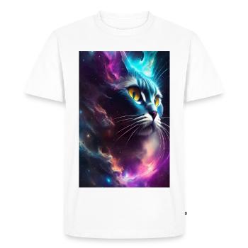 Cat in space - Men's Premium Organic T-Shirt - white - Front - Nico (187cm)