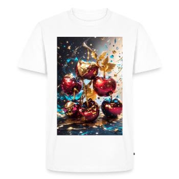 Cherries with gold - Men's Premium Organic T-Shirt - white - Front - Nico (187cm)
