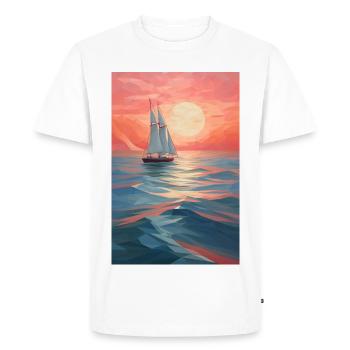 Maritime Landscape in a Geometric Style - Men's Premium Organic T-Shirt - white - Front - Nico (187cm)