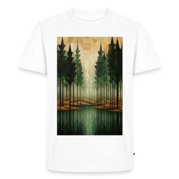 Paysage de Forêt dans un style géométrique - T-shirt Premium bio Homme - blanc - Devant - Nico (187cm)