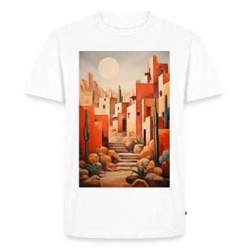 Paysage de Désert, village du désert - T-shirt Premium bio Homme - blanc - Devant - Nico (187cm)