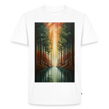 Paysage de Forêt dans un style géométrique - T-shirt Premium bio Homme - blanc - Devant - Nico (187cm)