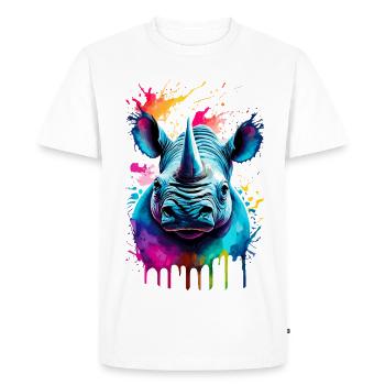 Rhinocéros coloré - Rhinocéros Rhinocéros - T-shirt Premium bio Homme - blanc - Devant - Nico (187cm)