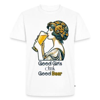 Good Girl Drink Good Beer Gift - Men's Premium Organic T-Shirt - white - Front - Nico (187cm)