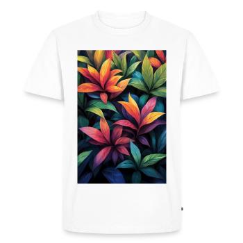 Motif de feuilles tropicales néon - T-shirt Premium bio Homme - blanc - Devant - Nico (187cm)