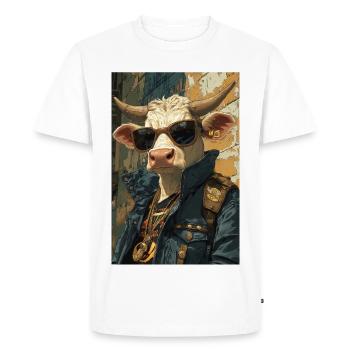 Cow street style with sunglasses - Men's Premium Organic T-Shirt - white - Front - Nico (187cm)