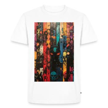 Colored Skull Panel Art - Men's Premium Organic T-Shirt - white - Front - Nico (187cm)