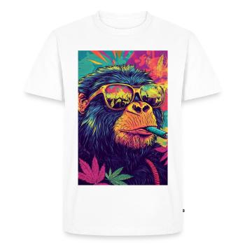 Psychedelic monkey with sunglasses - Men's Premium Organic T-Shirt - white - Front - Nico (187cm)
