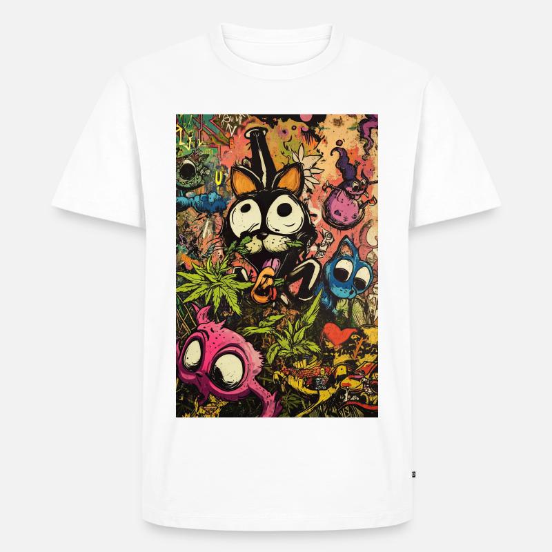 Buntes Comic-Monster Graffiti - Männer Premium Bio T-Shirt - Weiß
