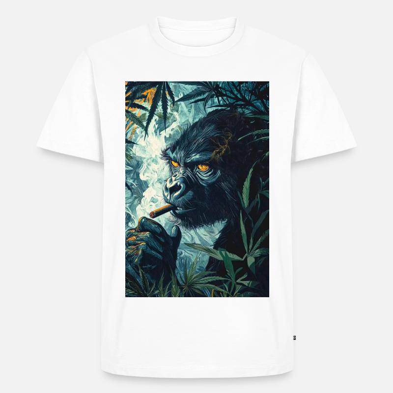 Dschungelgorilla mit Zigarettenrauch - Männer Premium Bio T-Shirt - Weiß