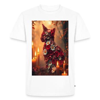 Fleurs Chat - T-shirt Premium bio Homme - blanc - Devant - Nico (187cm)