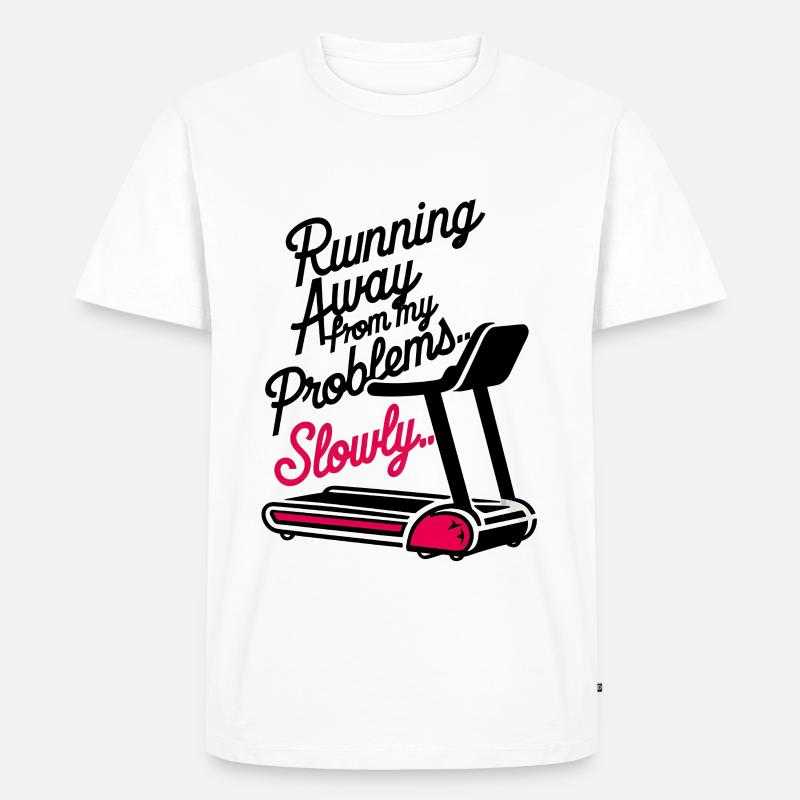 Running from Problems - Slowly - Männer Premium Bio T-Shirt - Weiß