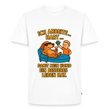 L’amour du chien par le travail acharné - T-shirt Premium bio Homme - blanc - Devant - Nico (187cm)
