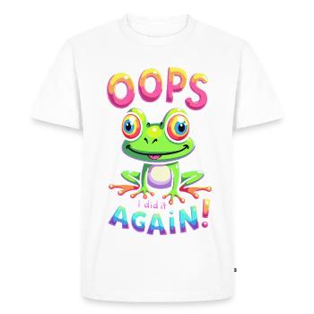 Grenouille colorée avec message optimiste - T-shirt Premium bio Homme - blanc - Devant - Nico (187cm)