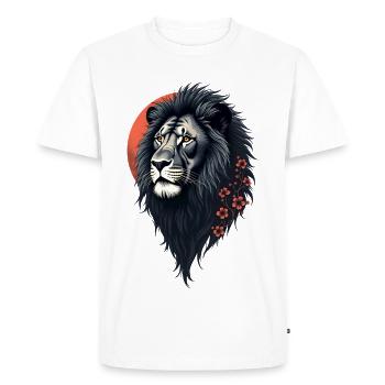 Force et délicatesse réunies, un lion noir - T-shirt Premium bio Homme - blanc - Devant - Nico (187cm)