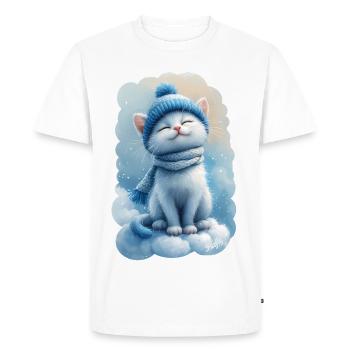 😺 Chaton heureux sur le nuage - Aquarelle - T-shirt Premium bio Homme - blanc - Devant - Nico (187cm)