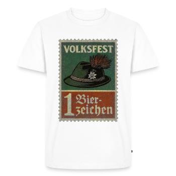 Bavarian folk festival Beer sign with traditional hat - Men's Premium Organic T-Shirt - white - Front - Nico (187cm)