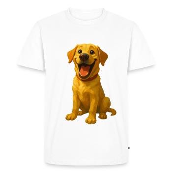 Labrador rieur – Motif de chien drôle - T-shirt Premium bio Homme - blanc - Devant - Nico (187cm)