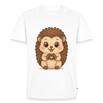 Cute hedgehog with heart hands - Men's Premium Organic T-Shirt - white - Front - Nico (187cm)