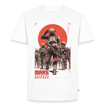 Soldats de Mars Ligne de front - T-shirt Premium bio Homme - blanc - Devant - Nico (187cm)