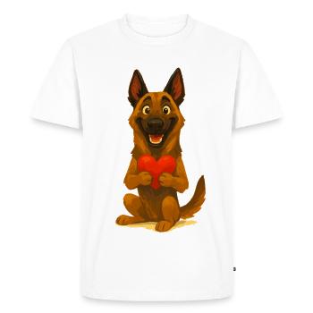 Malinois avec coeur dessin animé - T-shirt Premium bio Homme - blanc - Devant - Nico (187cm)
