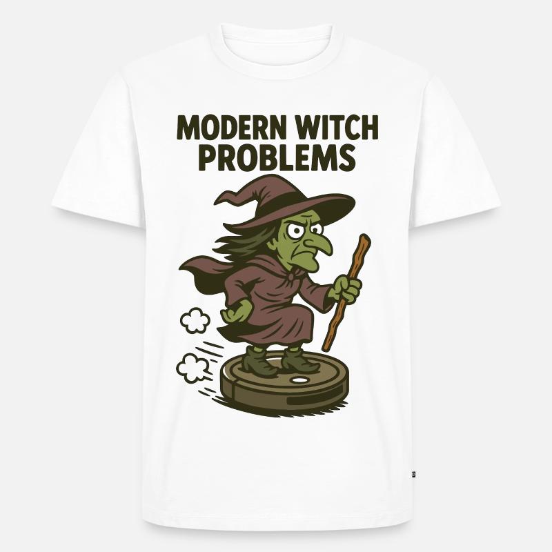 Modern Witch Problems – Lustiges Hexen Design - Männer Premium Bio T-Shirt - Weiß