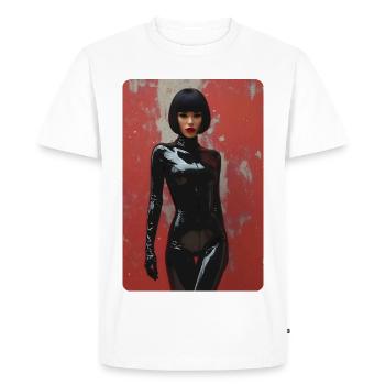 T-shirt Noir Femme - T-shirt Premium bio Homme - blanc - Devant - Nico (187cm)