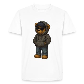 Sweat à capuche urbain Bear - T-shirt Premium bio Homme - blanc - Devant - Nico (187cm)