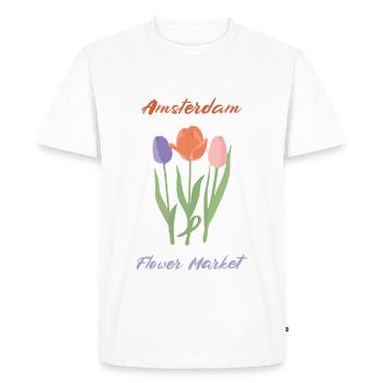 Amsterdam Tulips - Men's Premium Organic T-Shirt - white - Front - Nico (187cm)