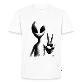 Geste de paix extraterrestre - T-shirt Premium bio Homme - blanc - Devant - Nico (187cm)