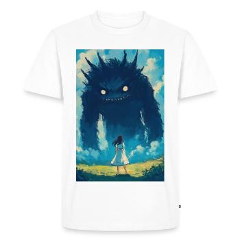 A girl faces a monster - Men's Premium Organic T-Shirt - white - Front - Nico (187cm)