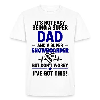 Herz + Snowboard – Super Papa Snowboarder - T-shirt Premium bio Homme - blanc - Devant - Nico (187cm)