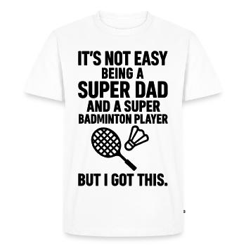 Badminton – Super Papa Badminton Player - T-shirt Premium bio Homme - blanc - Devant - Nico (187cm)