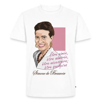 Simone de Beauvoir, philosophe - T-shirt Premium bio Homme - blanc - Devant - Nico (187cm)