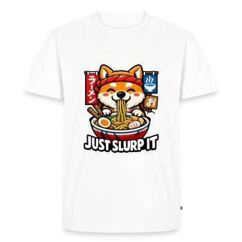 Ramen Shiba Inu Just Slurp It - Men's Premium Organic T-Shirt - white - Front - Nico (187cm)
