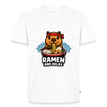 Ramen and Relax Capybara - Men's Premium Organic T-Shirt - white - Front - Nico (187cm)