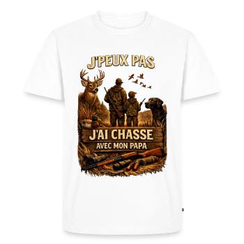 Chasse avec Papa Duo Père-Fils - T-shirt Premium bio Homme - blanc - Devant - Nico (187cm)