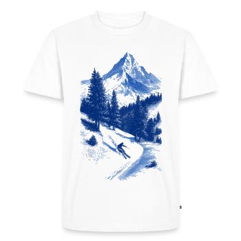 Blue Summit Face Silhouette - Men's Premium Organic T-Shirt - white - Front - Nico (187cm)