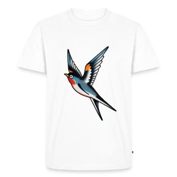 Hirondelle tatouée classique - T-shirt Premium bio Homme - blanc - Devant - Nico (187cm)