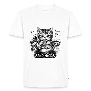 Envoie des nouilles Ramen Chat Kanagawa - T-shirt Premium bio Homme - blanc - Devant - Nico (187cm)