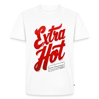 Extra Hot - Men's Premium Organic T-Shirt - white - Front - Nico (187cm)