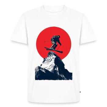 Skisprung über Felsgipfel - Männer Premium Bio T-Shirt - Weiß - Vorne - Nico (187cm)