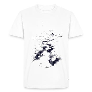 Paysage nocturne au lac de la montagne - T-shirt Premium bio Homme - blanc - Devant - Nico (187cm)