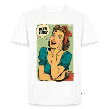 Beer Time Retro Pin-Up - Men's Premium Organic T-Shirt - white - Front - Nico (187cm)